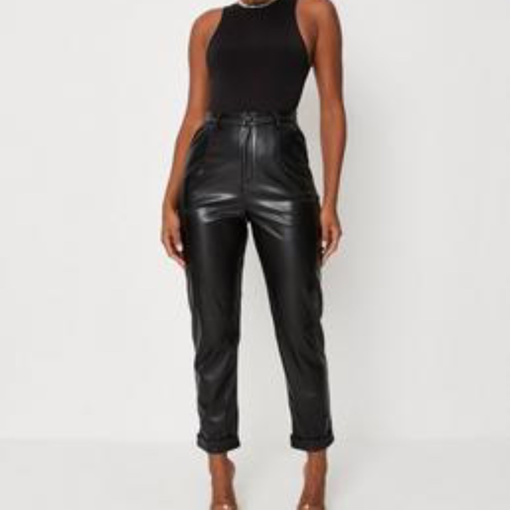 NWT Missguided Tall Faux Leather Tapered Pant